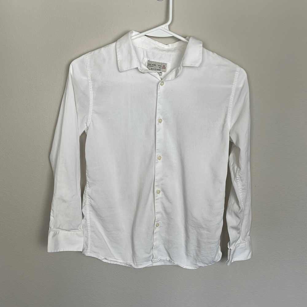 ZARA boys white long sleeve button down size 10